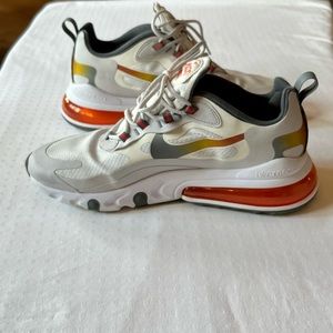 Nike Air Max 270 React Athletic Running Shoes - White/Metallic Gold - Men’s 9.5